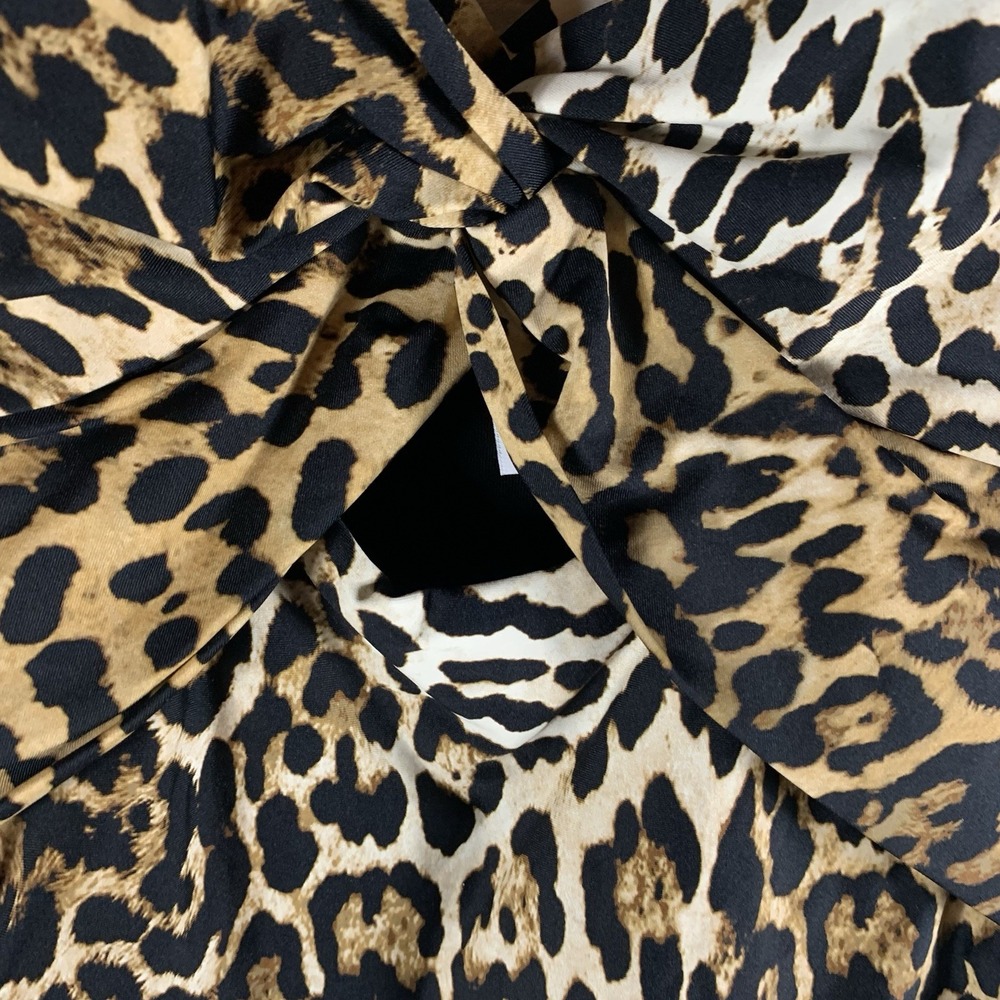 DKNY Women's Swimsuit S One Piece Animal Leopard Print Twist Front Keyhole NWT - Picture 3 of 8